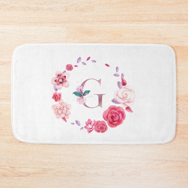Item preview,  Floral and pink Initial Monogram g,rose gold lettre g with pink rose flower watercoler decoration designed and sold by bricoartv.