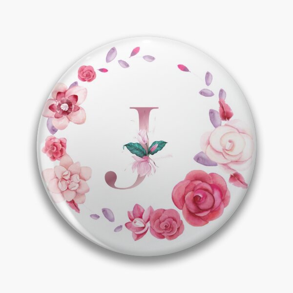 Artikelvorschau, Roségold Lettre J mit rosa Rosenblüte Watercoler Dekoration. entworfen und verkauft von bricoartv.