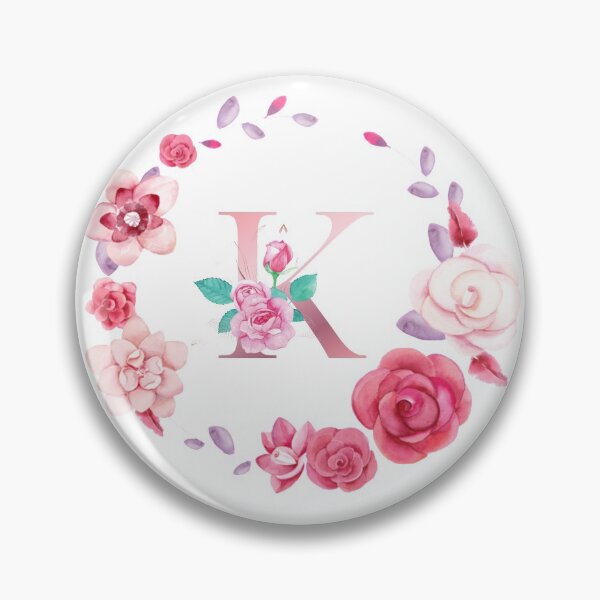 Artikelvorschau, roségold lettre k mit rosa rosé blüten wasserdeckerdekoration. entworfen und verkauft von bricoartv.
