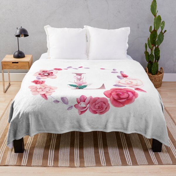 Item preview, Floral and pink Initial Monogram l,rose gold lettre l with pink rose flower watercoler decoration designed and sold by bricoartv.