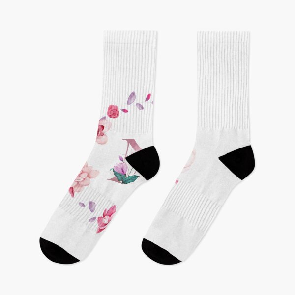 Item preview,  Floral and pink Initial Monogram m,rose gold lettre m with pink rose flower watercoler decoration designed and sold by bricoartv.