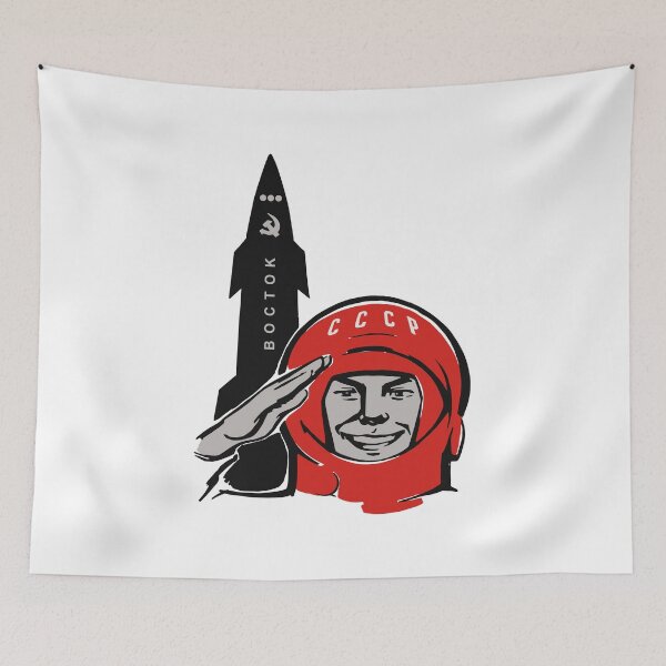 Item preview, Russian Space Propaganda Cosmonaut and Vostok Rocket designed and sold by CrystalCrush.