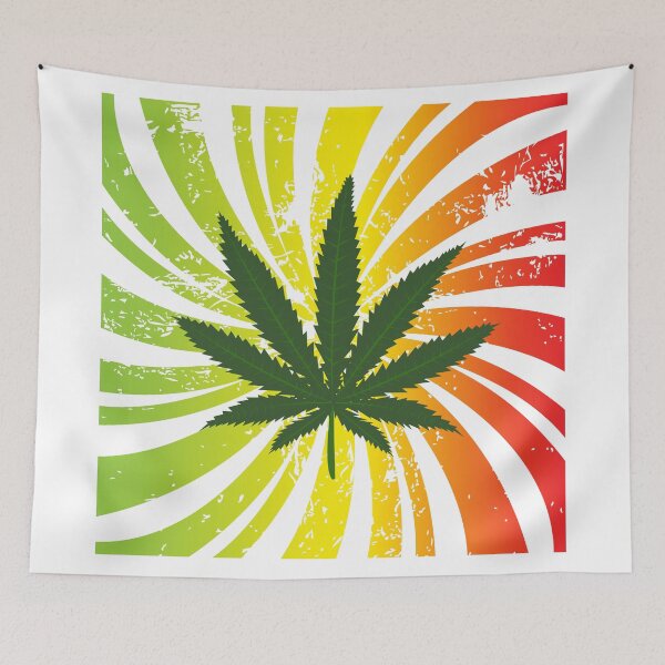 Item preview, Jamaican Art With Pot Leaf Centered and Swirled Colorful Background designed and sold by OfferHeat.