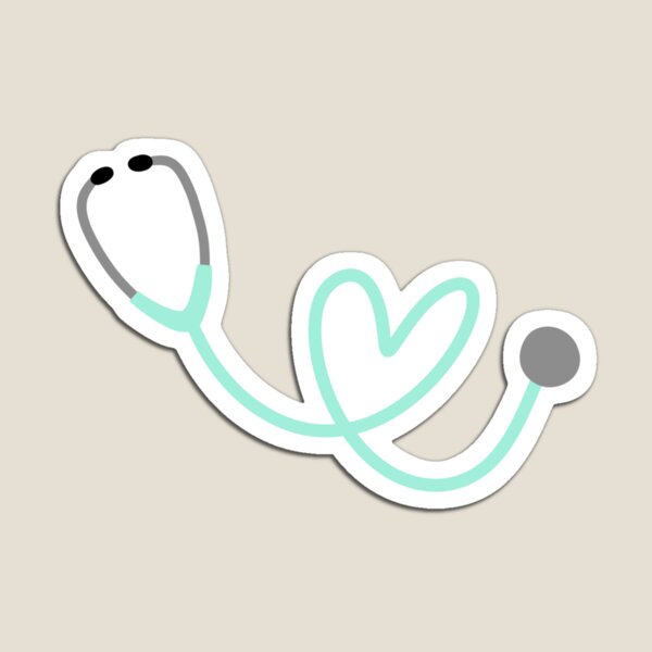 Mint Heart Stethoscope Magnet