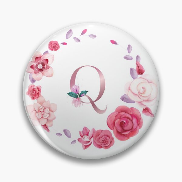 Artikelvorschau, Roségold Lettre Q mit rosa Rosenblüte Watercoler Dekoration. entworfen und verkauft von bricoartv.