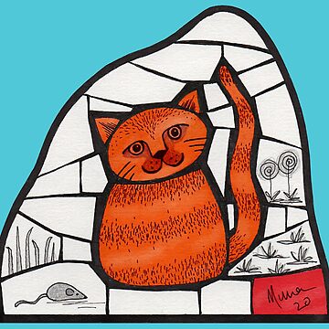 Artwork thumbnail, Happy Marmalade Cat mosaic illustration by Muna Zuberi