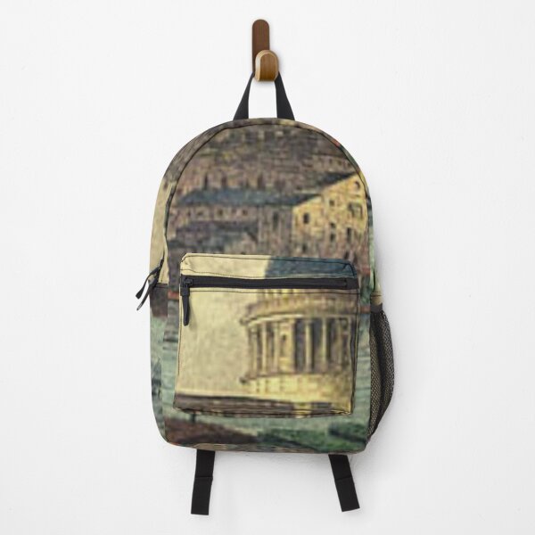 London vintage Victorian skyline with St Paul's Cathedral and River Thames illustration Backpack
