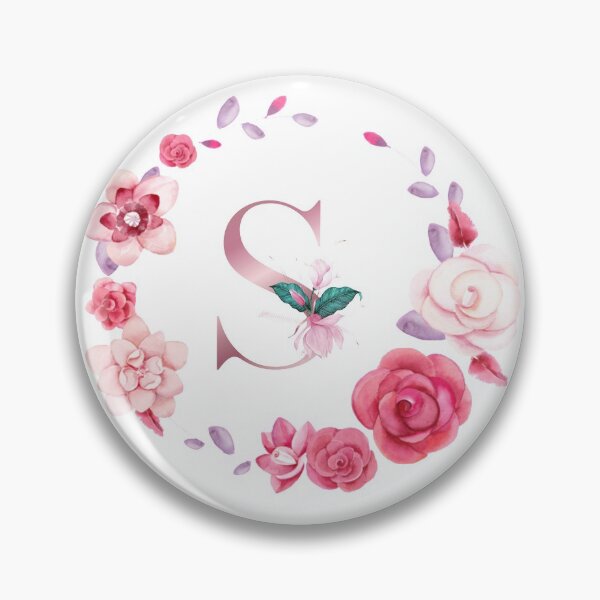 Item preview,  Floral and pink Initial Monogram s ,rose gold lettre s with pink rose flower watercoler decoration designed and sold by bricoartv.