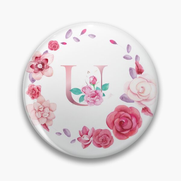 Artikelvorschau, Roségold Lettre u mit rosa Rosenblüte Watercoler Dekoration. entworfen und verkauft von bricoartv.