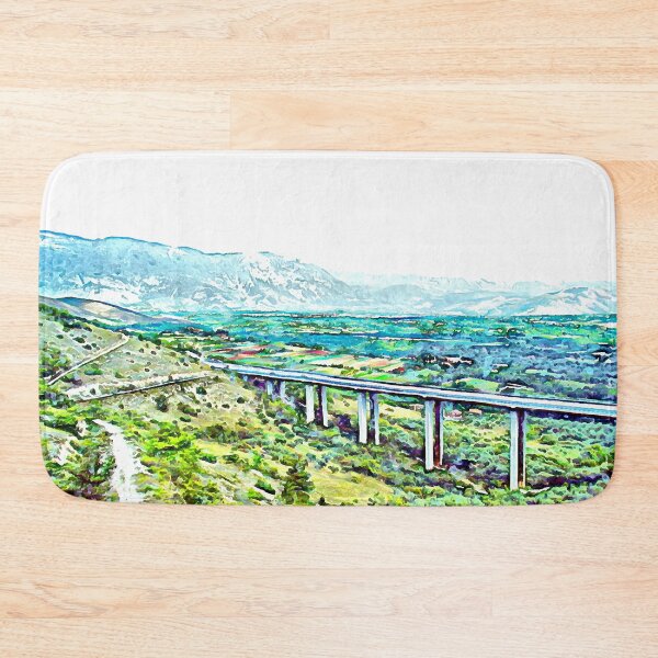 Item preview, Abruzzo landscape with motorway viaduct from train window designed and sold by Giuseppe Cocco.