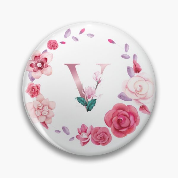 Artikelvorschau, Roségold Lettre V mit rosa Rosenblüte Watercoler Dekoration. entworfen und verkauft von bricoartv.