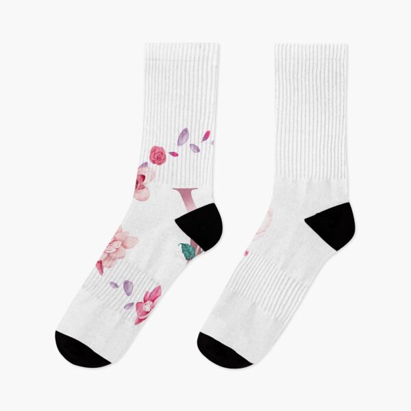 Item preview, Floral and pink Initial Monogram v ,rose gold lettre v with pink rose flower watercoler decoration designed and sold by bricoartv.