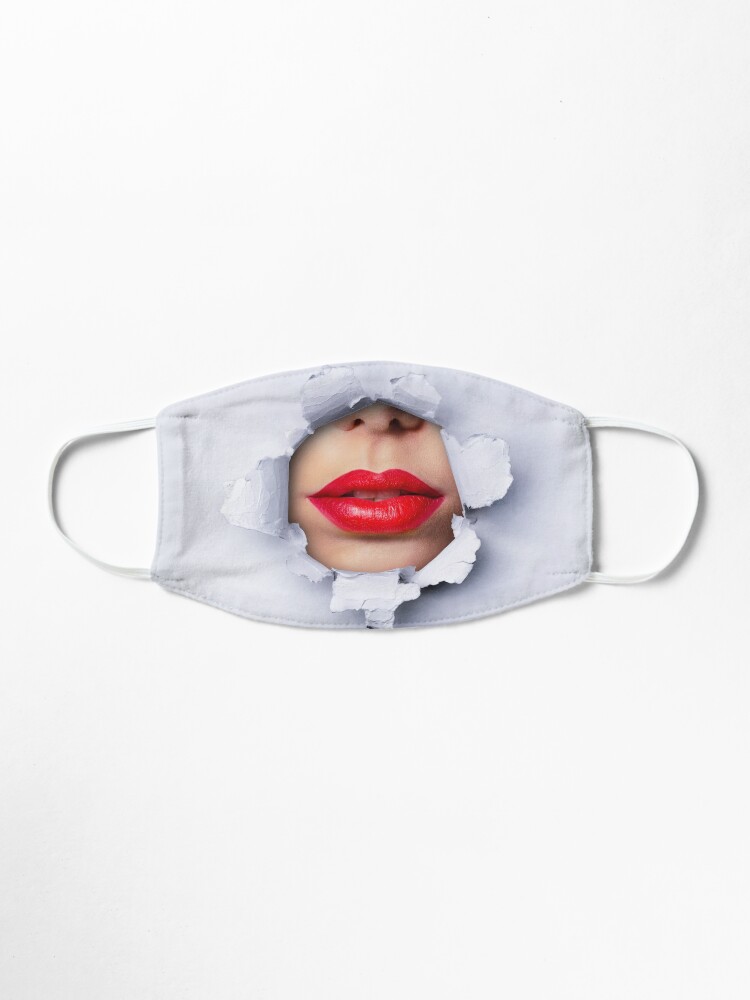 Alternate view of Red Lips Ripped Mask