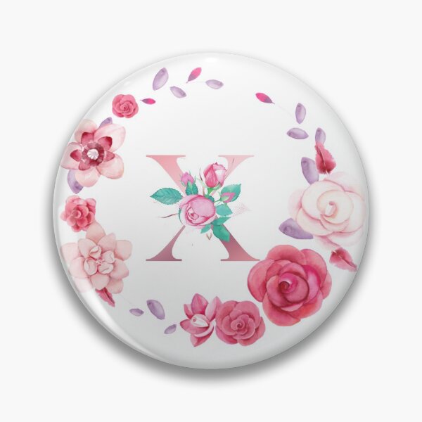 Artikelvorschau, Roségold Lettre x mit rosa Rosenblüte Watercoler Dekoration. entworfen und verkauft von bricoartv.