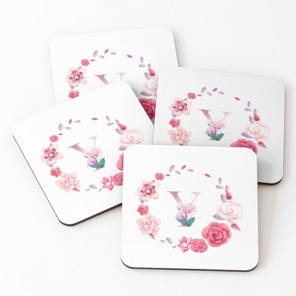 Item preview,  Floral and pink Initial Monogram y ,rose gold lettre y with pink rose flower watercoler decoration designed and sold by bricoartv.