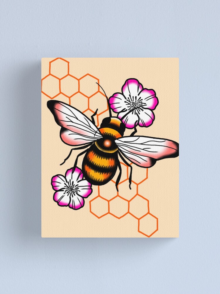 bee traditional tattoo Canvas Print for Sale by rafaelwolf  Redbubble
