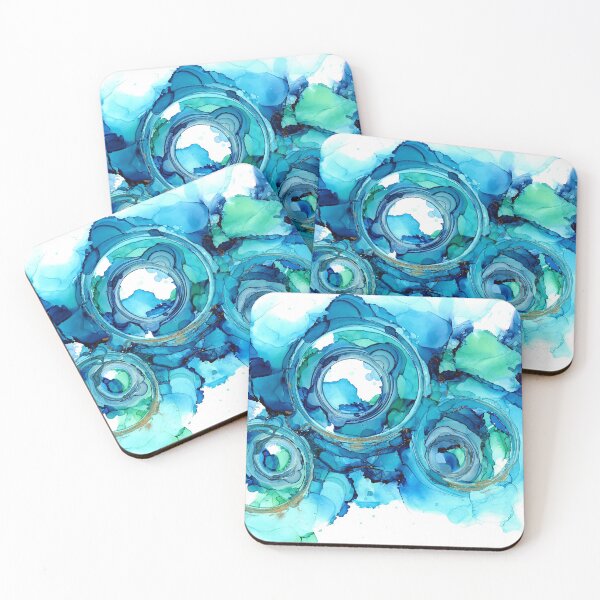 Item preview, Bright Blue, Turquoise and Gold Alcohol Ink Rings designed and sold by KCook1465.