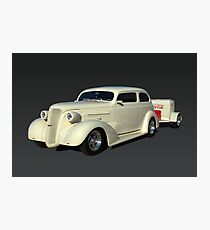 1937 Chevrolet Custom Sedan Hot Rod with a Trailer Photographic Print