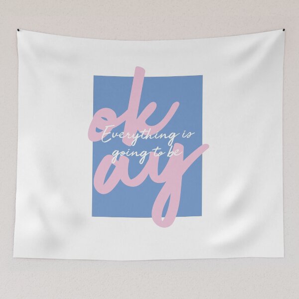 Item preview, Everything is going to be Okay blue and pink motivational quote designed and sold by MarzStudio.