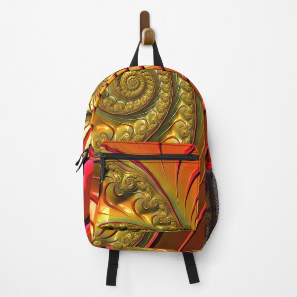 Tequila Sunrise - Summery Orange Yellow and Gold Tropical Fractal Backpack