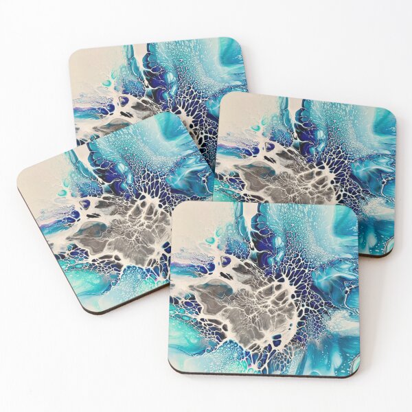 Item preview, Blue and Silver Abstract Fluid Art Painting designed and sold by CrystalCoast.
