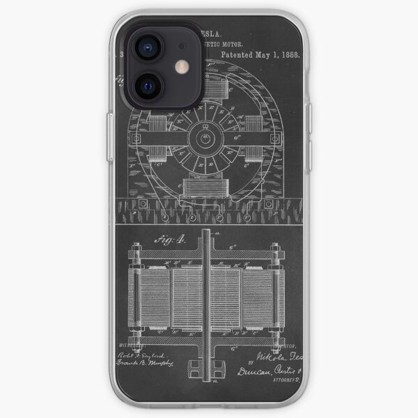Tesla Coil Patent Art iPhone Soft Case