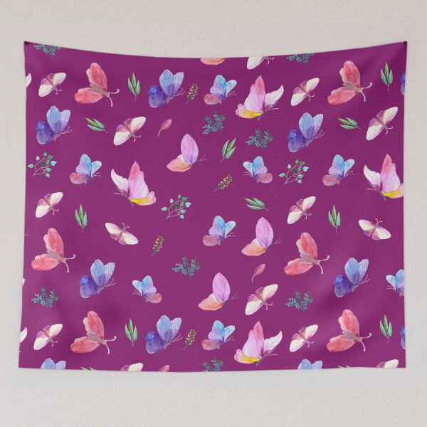 Item preview, hermoso patrón de mariposas acuarela - fondo rosa rojo designed and sold by Kinisis.