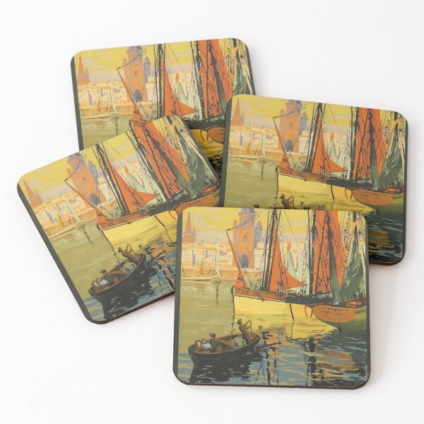 Item preview, ETAT Ports Plages Ocean vintage travel poster designed and sold by stickart-marek.