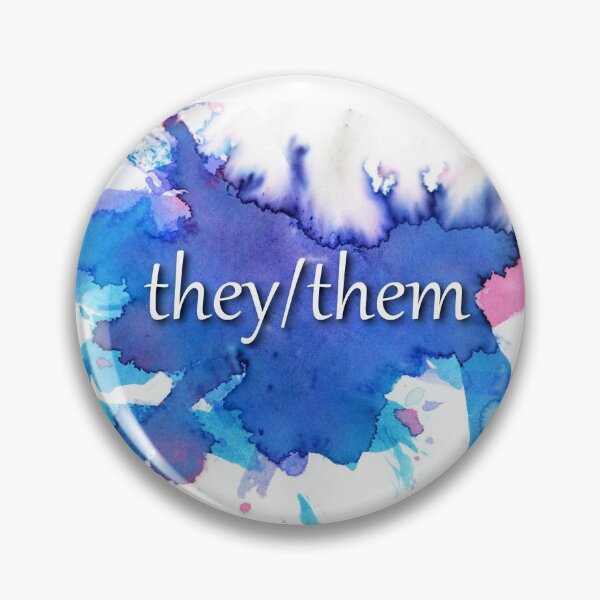 Item preview, They/them pronouns bi pride button designed and sold by robinyukiko.