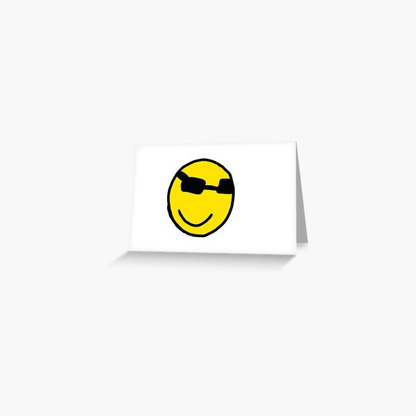 Emoji Sunglasses Face Greeting Cards Redbubble - red toothy drool face roblox