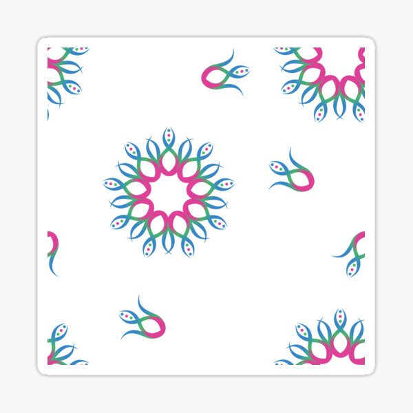 Abstracted Circular Mandala Infinity Petal Poly Pride Charm Sticker