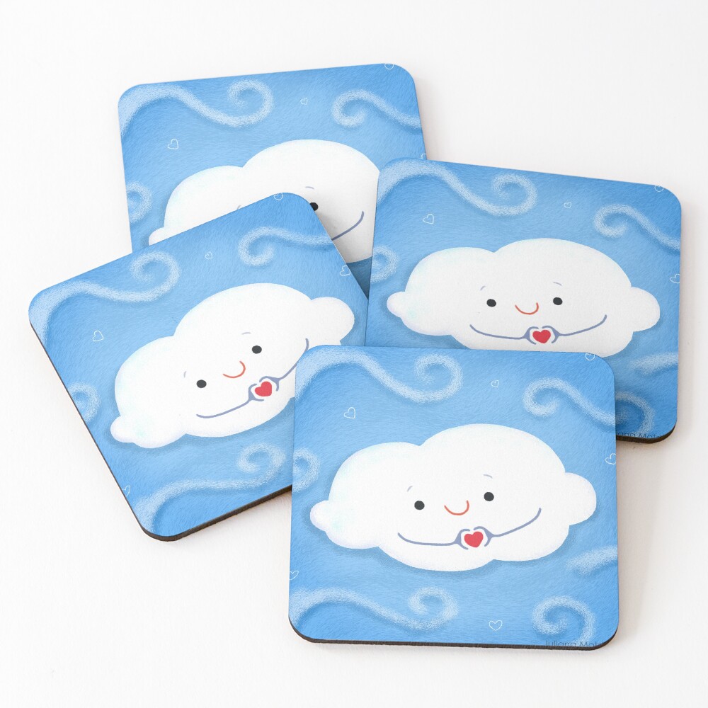 Cloud doing a heart with hands Coasters (Set of 4)