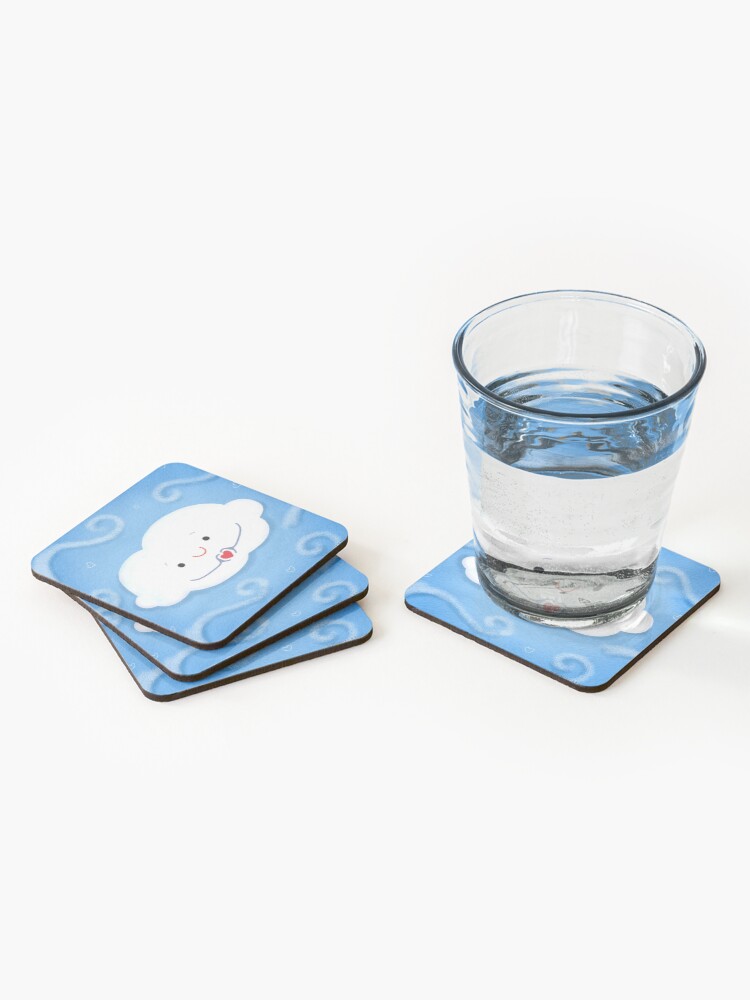 Alternate view of Cloud doing a heart with hands Coasters (Set of 4)