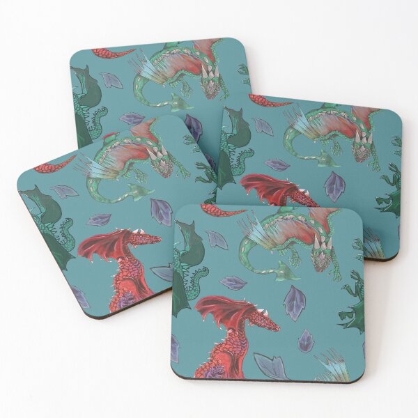 Item preview, Dragons 1-3 with leaves -tealish designed and sold by KassyKeppol.
