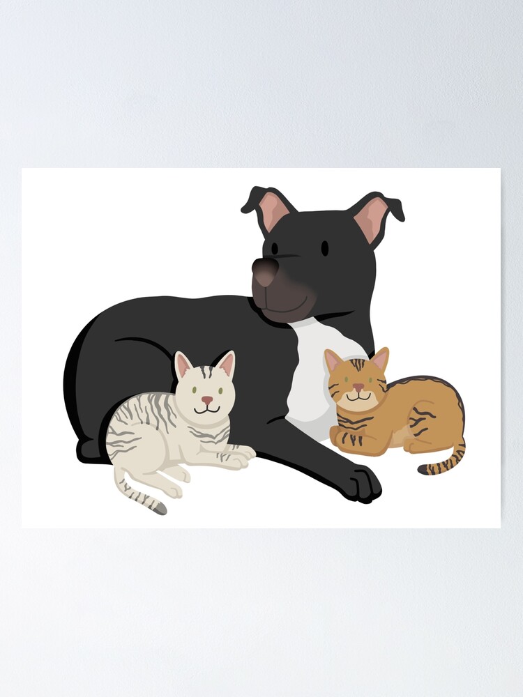 Pet Logo With Cartoon Pet Animals And Two Cats In One Illustration