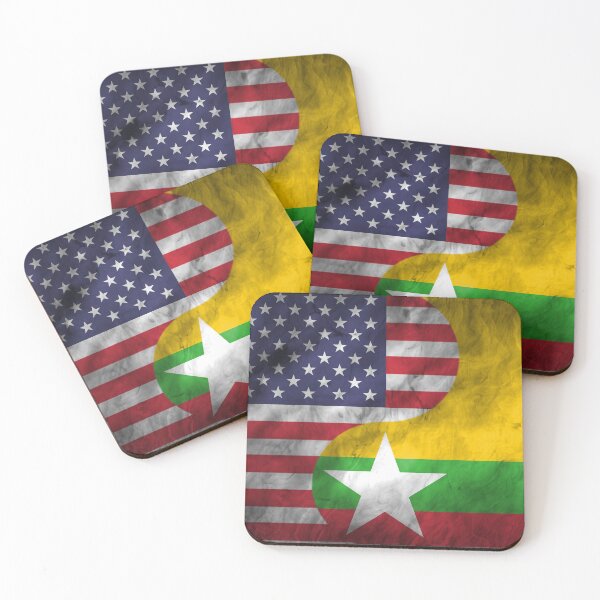 Item preview, USA and Myanmar Dual Flag Yin Yang Combination designed and sold by ockshirts.