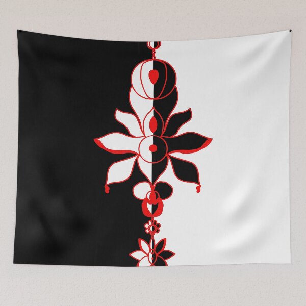 Item preview, Red Floral on Black and White designed and sold by JAMMCREATIONS.