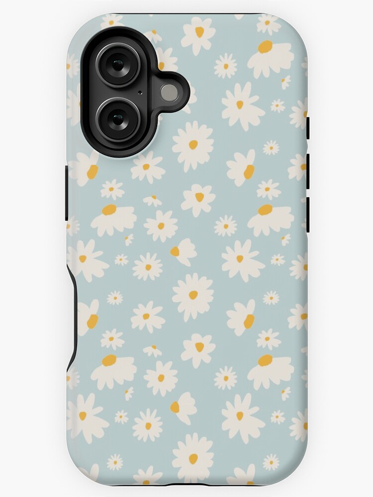 Thumbnail 1 of 4, iPhone Case, Chamomile Pattern Blue Background designed and sold by raluca20.