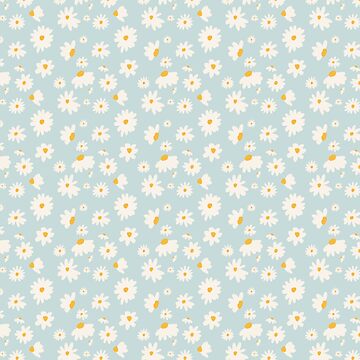 Artwork thumbnail, Chamomile Pattern Blue Background by raluca20