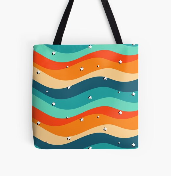 80s aesthetic retro futuristic beach design tote bag