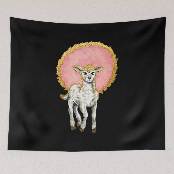 Item preview, Lamb on pink and gold background  designed and sold by Lady-Lilac.