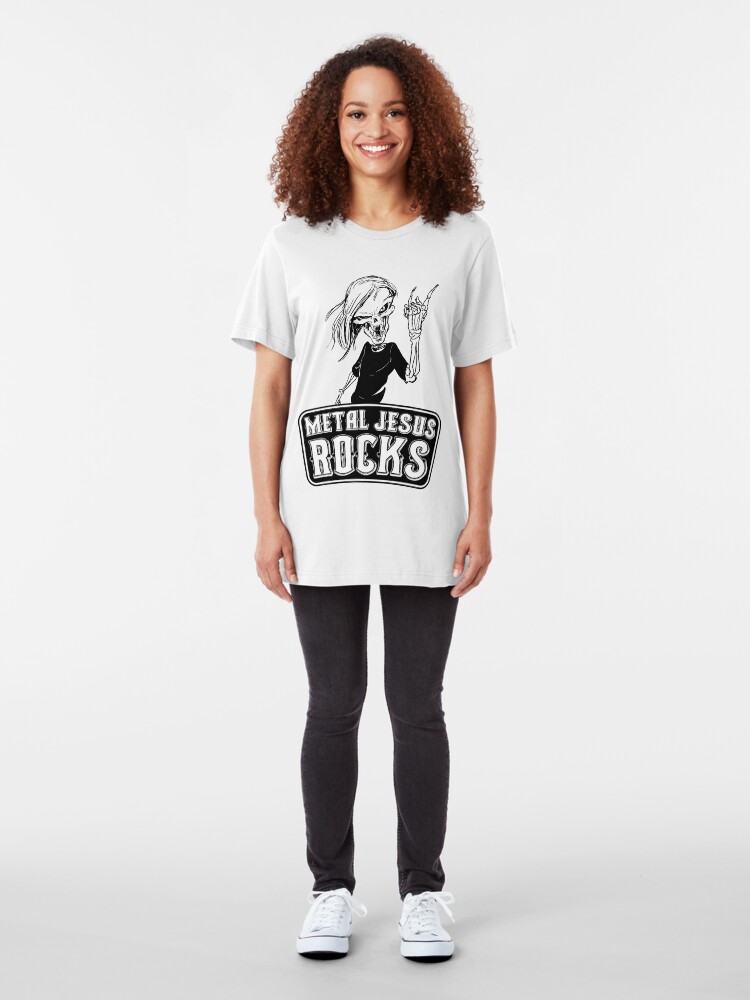 Alternate view of Metal Jesus RISEN Slim Fit T-Shirt