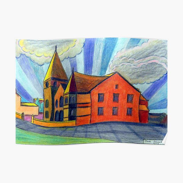375 - BETHLEHEM CHAPEL, RHOSLLANERCHRUGOG - DAVE EDWARDS - COLOURED PENCILS - 2013 Poster