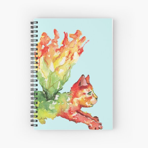 Heart Chakra Cat with Wings Spiral Notebook