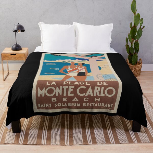 Item preview, La Plage de Monte Carlo vintage travel poster designed and sold by stickart-marek.