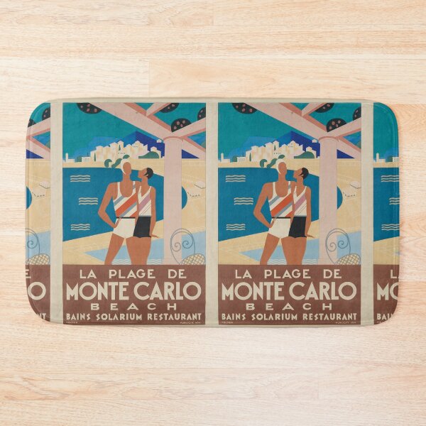 Item preview, La Plage de Monte Carlo vintage travel poster designed and sold by stickart-marek.