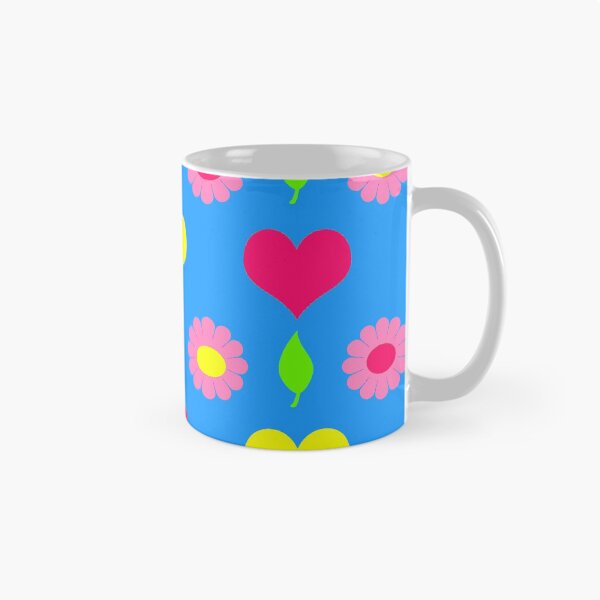 Item preview, Daisy and heart print, turquoise, pink and yellow designed and sold by OakendOriginals.