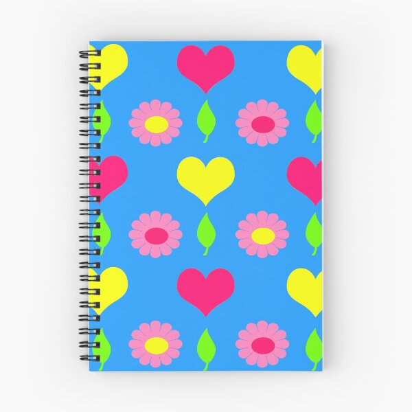Item preview, Daisy and heart print, turquoise, pink and yellow designed and sold by OakendOriginals.
