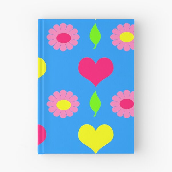 Item preview, Daisy and heart print, turquoise, pink and yellow designed and sold by OakendOriginals.