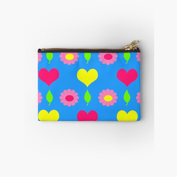 Item preview, Daisy and heart print, turquoise, pink and yellow designed and sold by OakendOriginals.